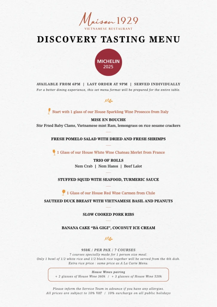 Michelin Discovery Menu of Maison 1929